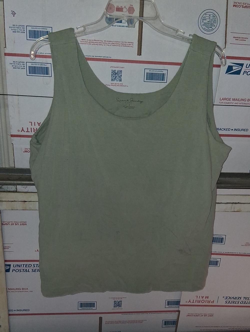 French Laundry Suze L Olive Green Scoop Neck Tank (Sku A 106)